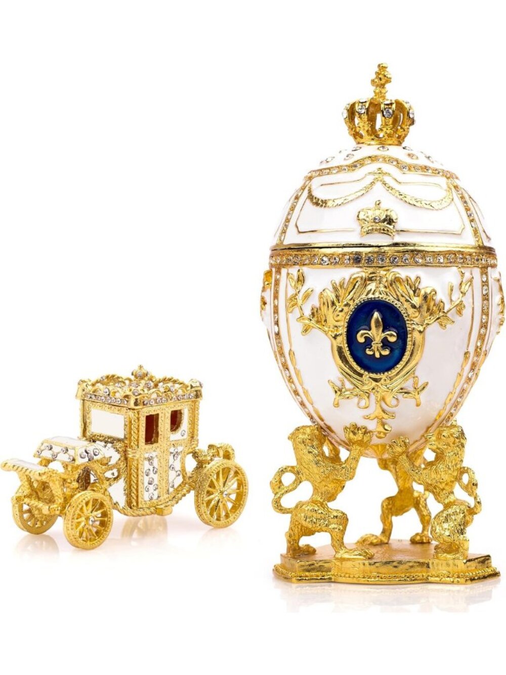 Extra Large 6.6" Decorative Easter Egg - Russian Style, Elegant Home Decor
